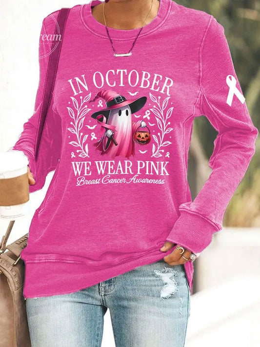 Women's Breast Cancer Awareness In October We Were Pink Printed Sweatshirt