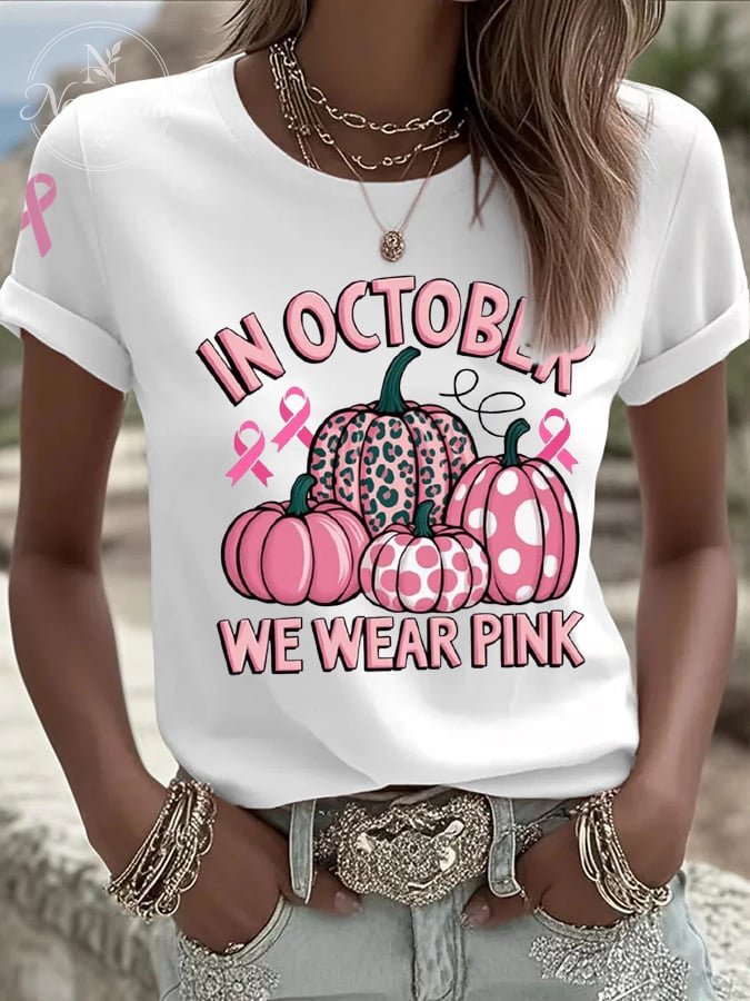 Women's Casual October we wear pink T-Shirt