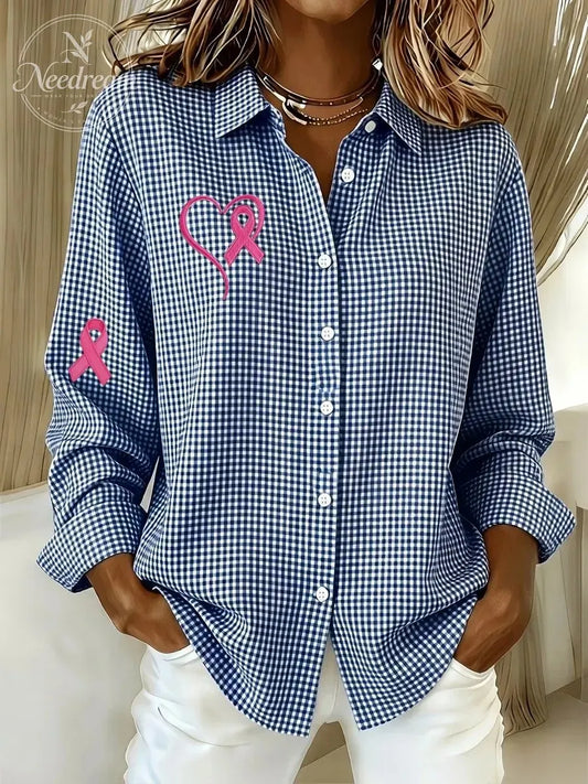 New Arrival🔥 Women's Casual Gingham Long Sleeve Button Down Shirt