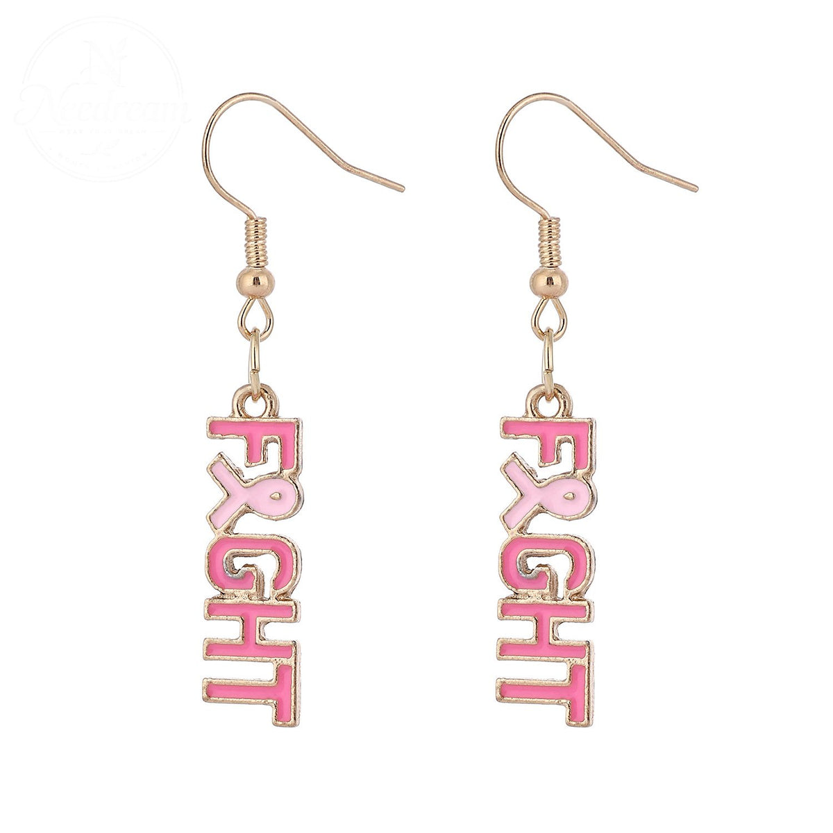 Pink Ribbon Heart Health Breast Cancer Earrings