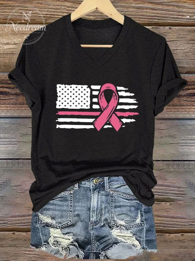 Women's Breast Cancer Warrior Print T-Shirt