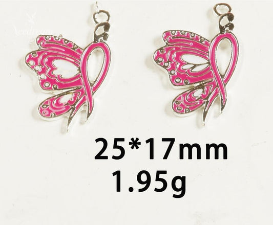 Breast Cancer Awareness Warrior Pink Alloy Pendant Accessory(Two Pack)