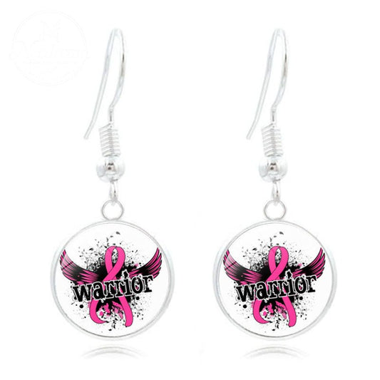 Pink Ribbon Time Gem Earrings