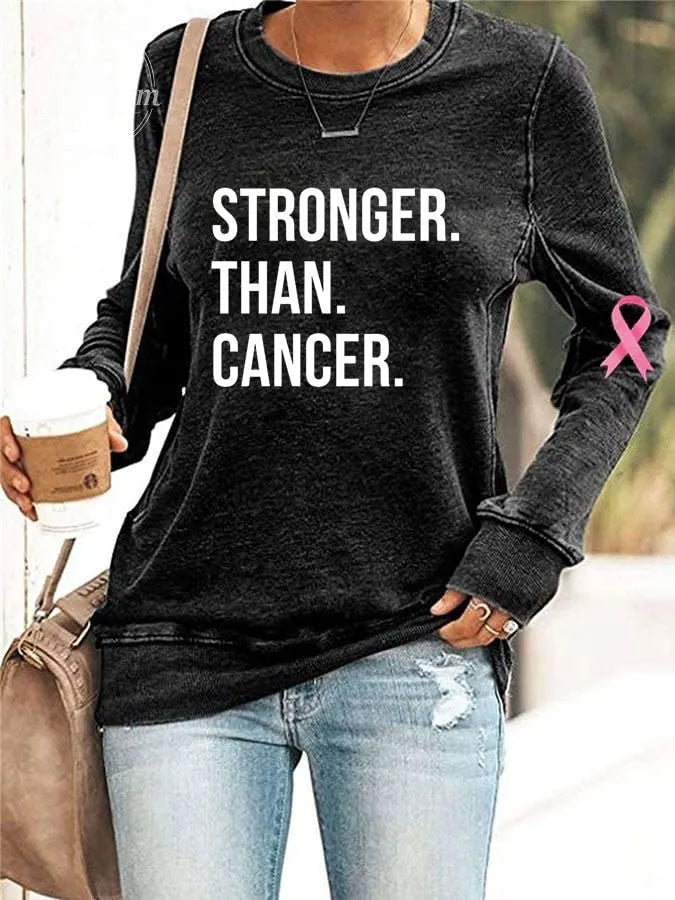 Women's Breast Cancer Awareness Print Casual Sweatshirt