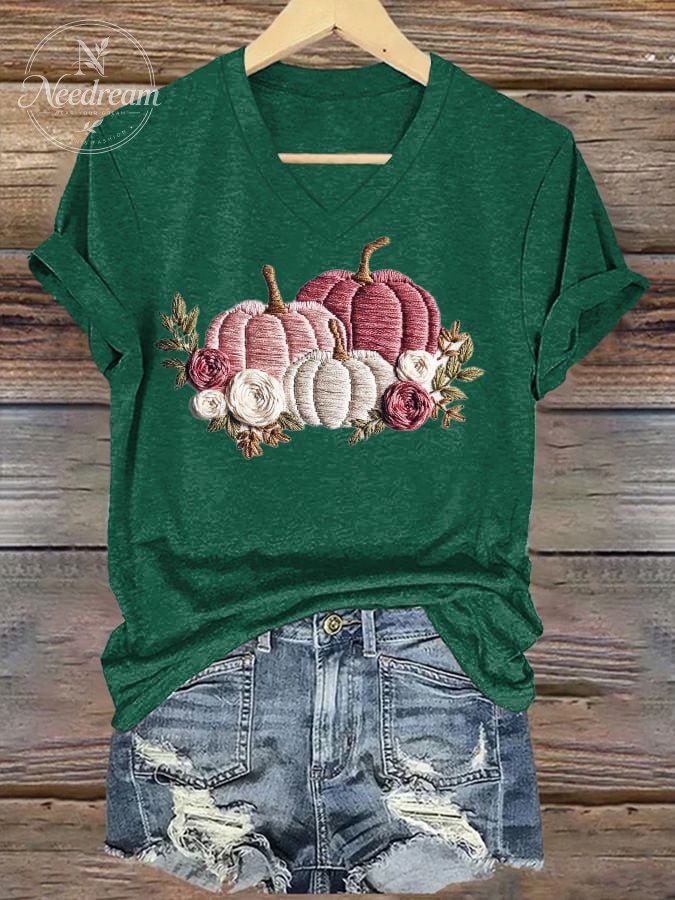 Women's Casual Pink Pumpkin T-Shirt