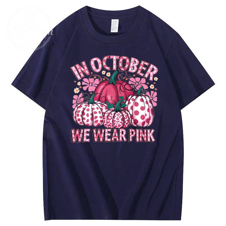 In October We Wear Pink Pattern100% Cotton T-Shirt