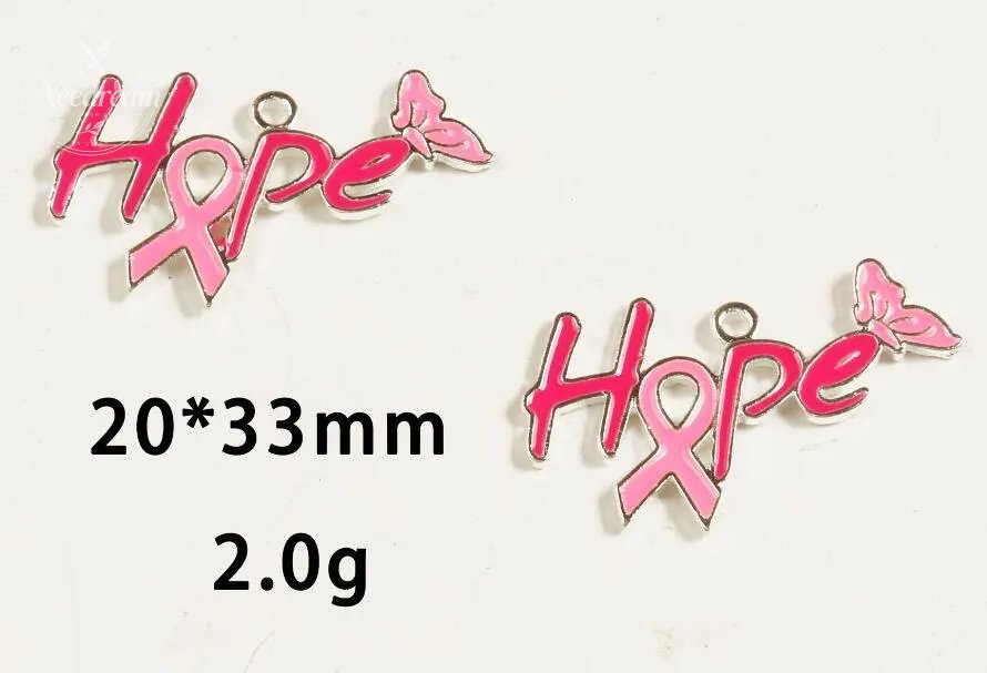 Breast Cancer Awareness Warrior Pink Alloy Pendant Accessory(Two Pack)
