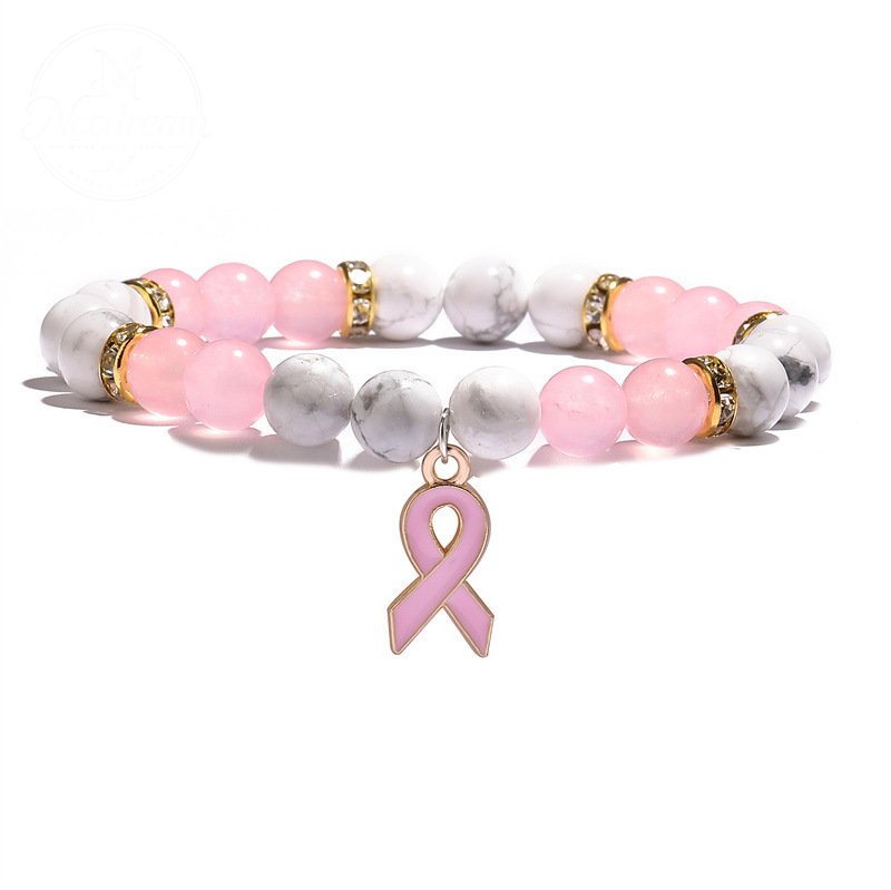 Pink Chalcedony Cat Eye Stone Bead Bracelet