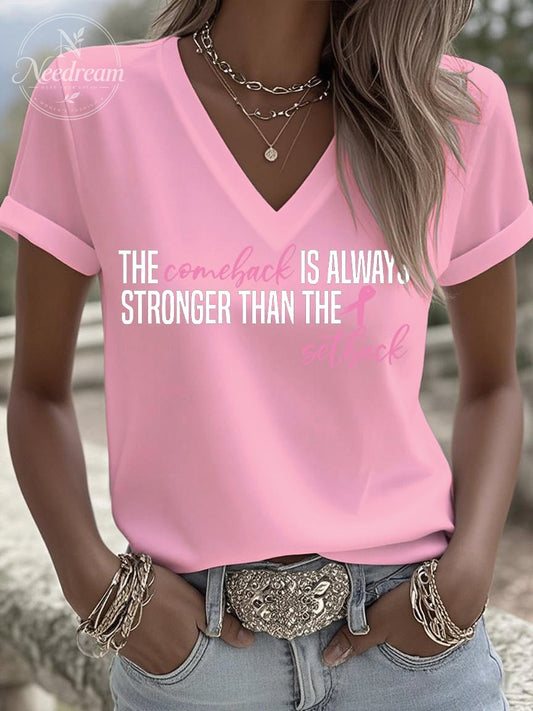 Women's Breast Cancer Awareness Print Short Sleeve T-Shirt