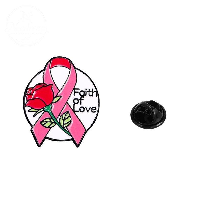 AIDS Promotion Commemorative Badge Pink Ribbon Breast Brooch