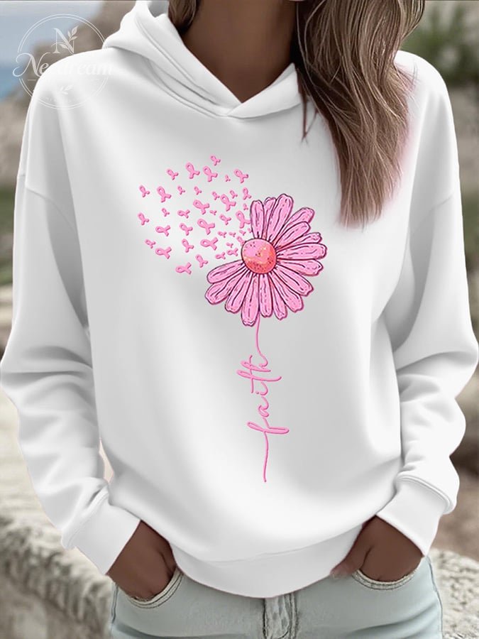 Women's Breast Cancer Faith Print Sweatshirt