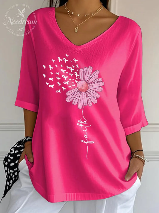 Women's Breast Cancer Faith Wrinkle Top
