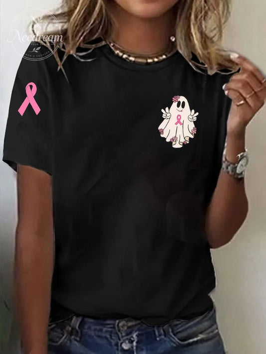 Women's Ghost Print Casual T-shirt