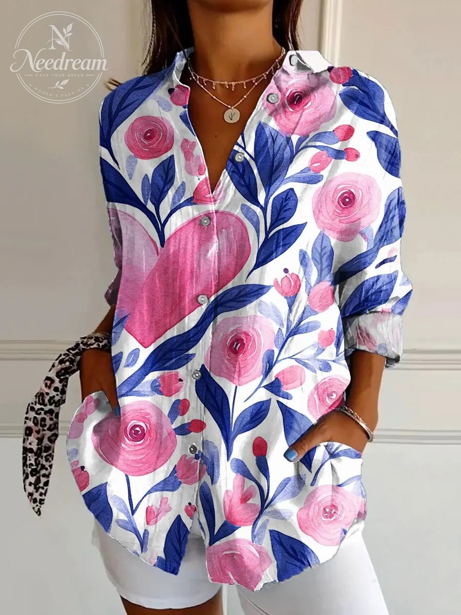 Women's Breast Cancer Awareness Print Casual Shirt