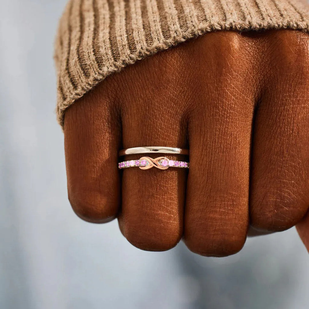 Breast Cancer Awareness-Double Layer Pink Infinity Ring