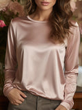 Women's Elegant Pink Casual Long Sleeve Top