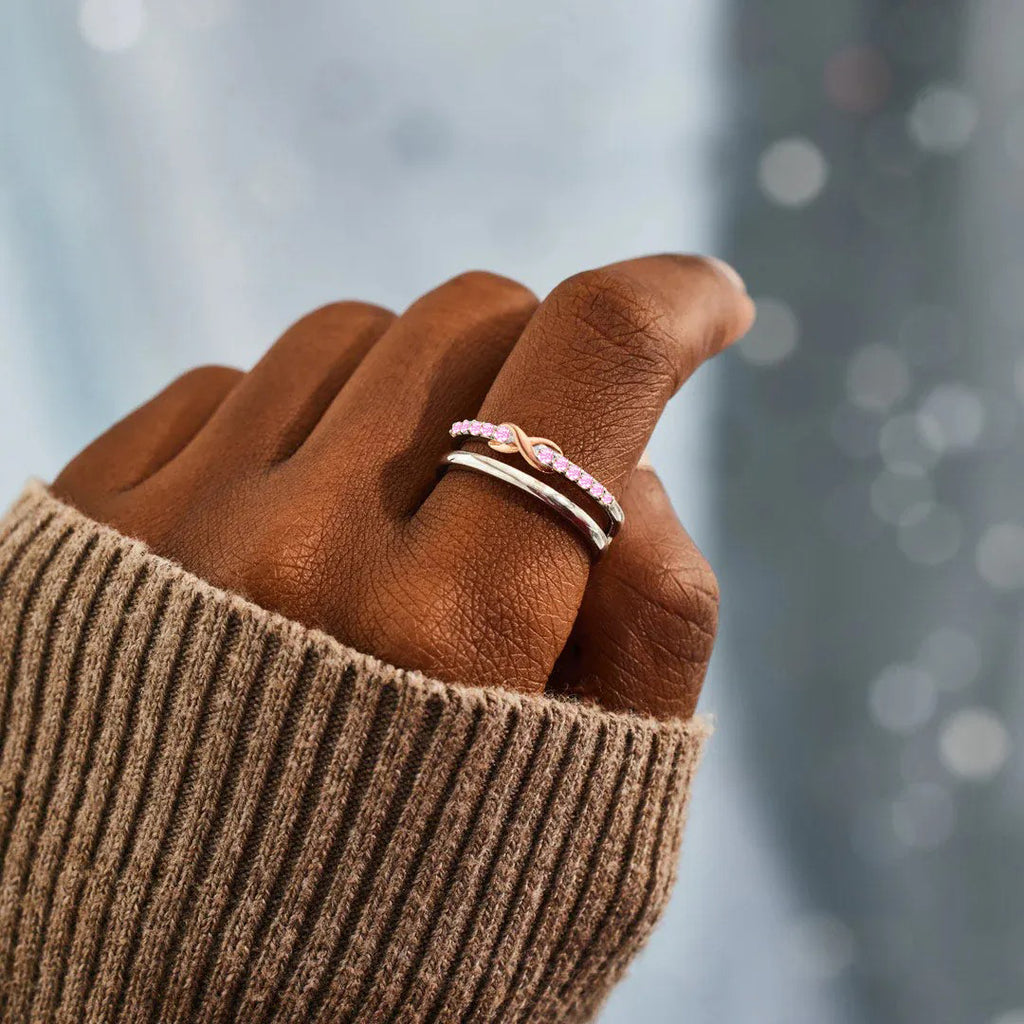 Breast Cancer Awareness-Double Layer Pink Infinity Ring
