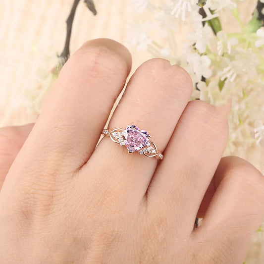 Breast Cancer Awareness Pink Diamond Ring