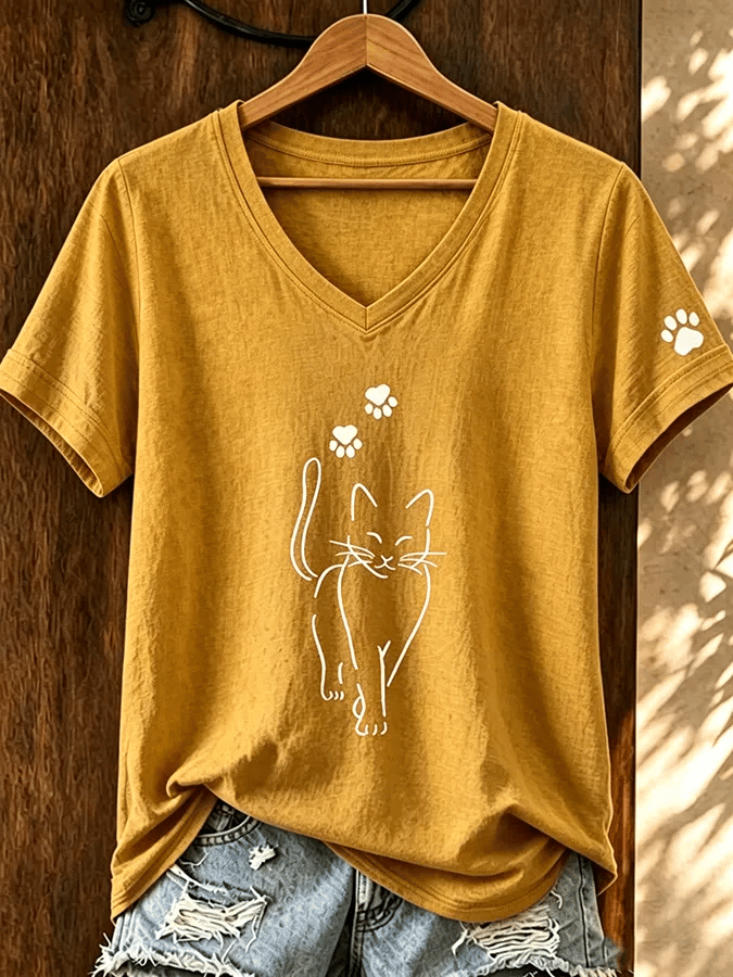 Women's Cute Cat Print T-Shirt