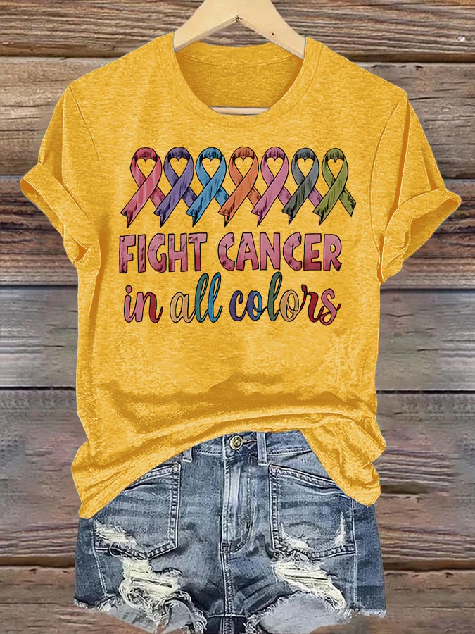 Women's  FIGHT CANCER in all colors  Print T-Shirt