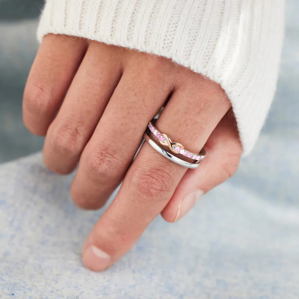 Breast Cancer Awareness-Double Layer Pink Infinity Ring