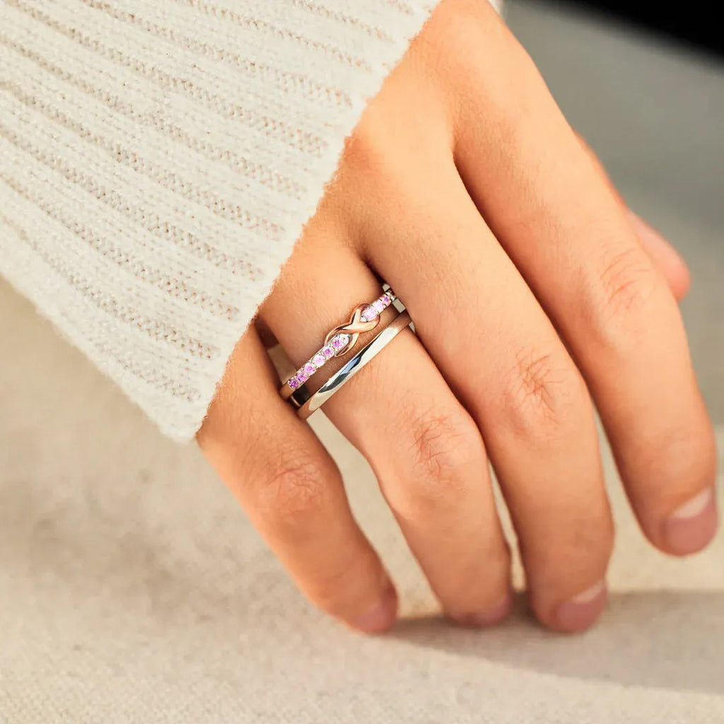Breast Cancer Awareness-Double Layer Pink Infinity Ring