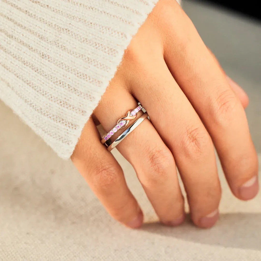 Breast Cancer Awareness-Double Layer Pink Infinity Ring