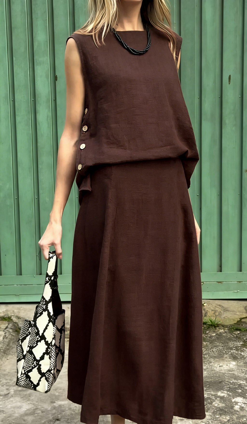 Women's Classic Sleeveless Linen Two-Piece Set