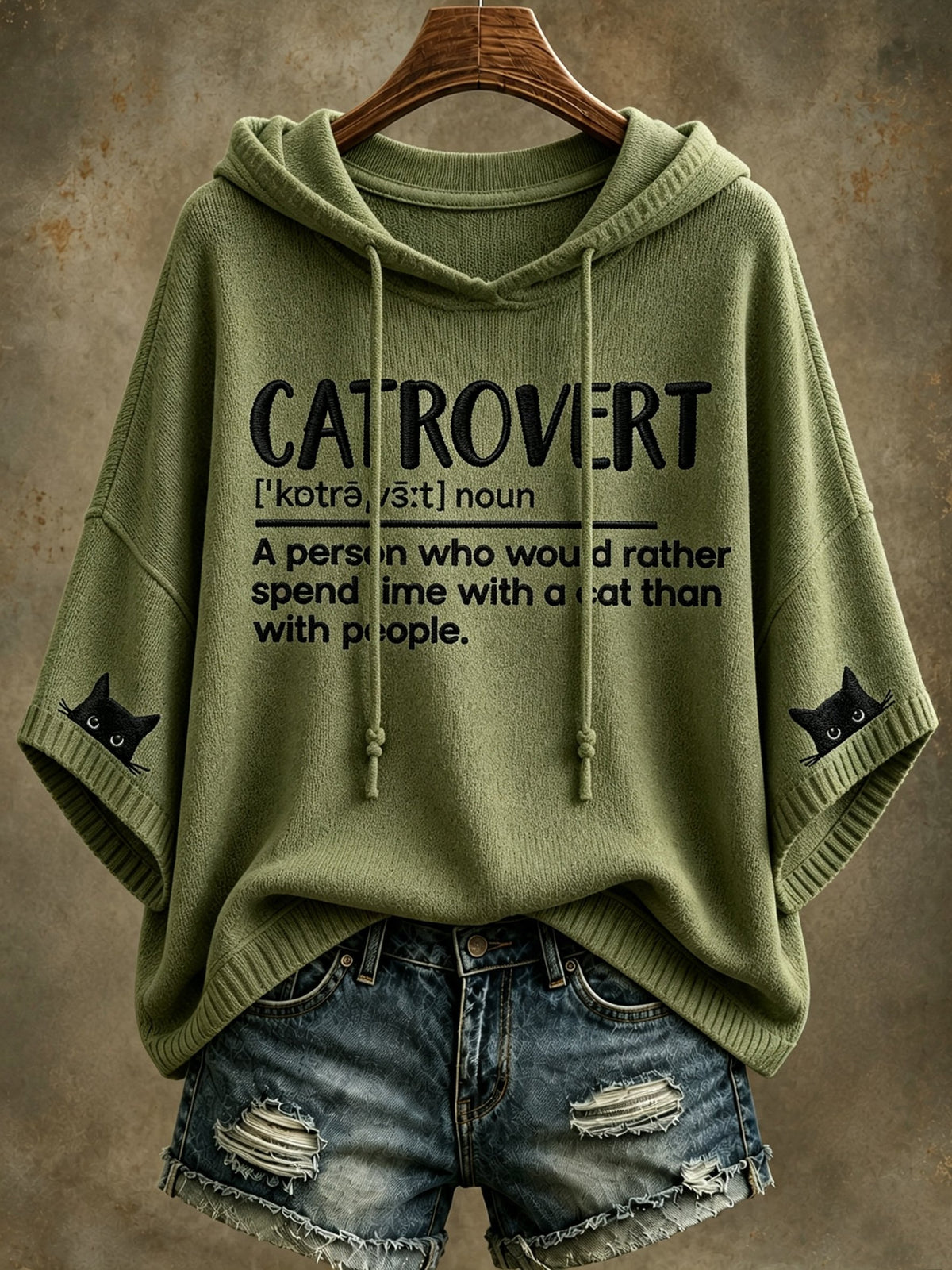 Women's Healing Cat Hooded Top