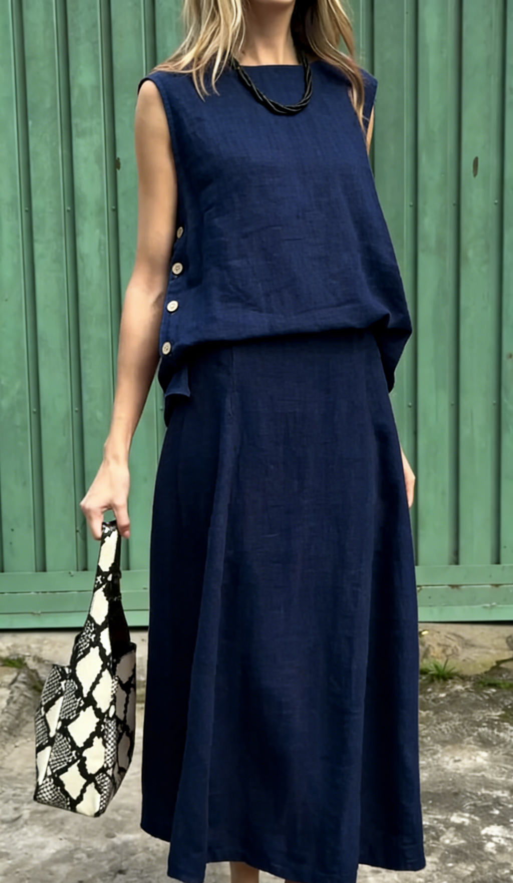 Women's Classic Sleeveless Linen Two-Piece Set