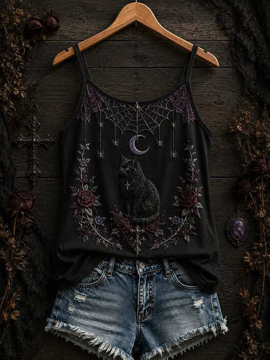 Women's Halloween Black Cat Faith Art Pattern Comfortable Ves