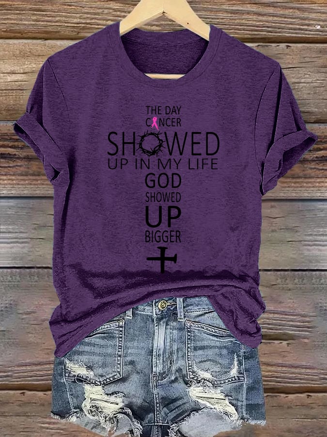 Women's  GOD SHOWED UP BIGGER  Print T-Shirt