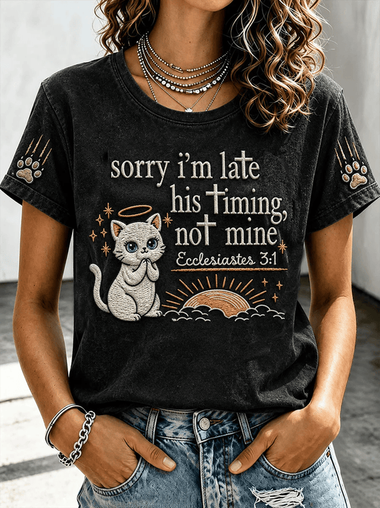 Women's Sorry I'm Late His Timing Not Mine Short-sleeved T-shirt