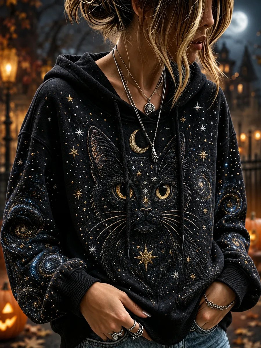 Women's Cat Print Casual Sweatshirt