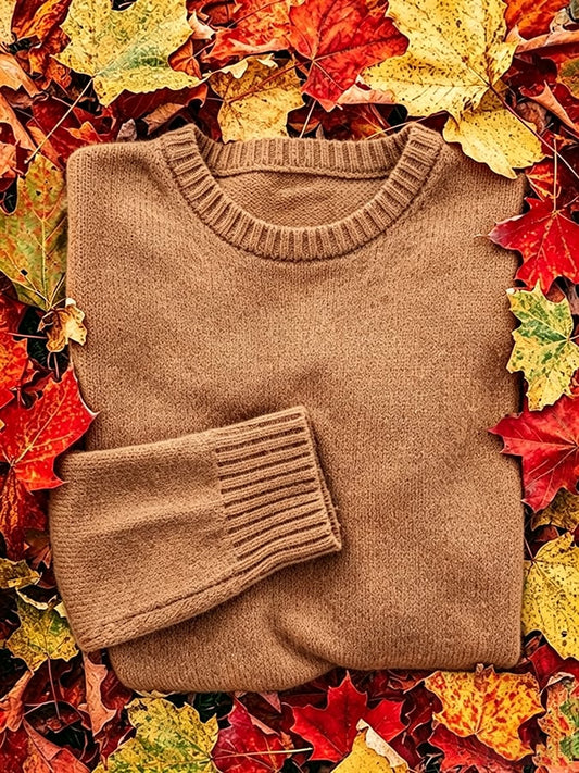 Women's Casual Autumn Round Neck Knit Sweatshirt