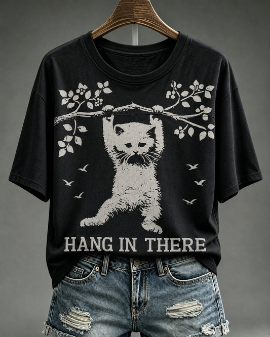 Women's Healing Cat Round Neck Top