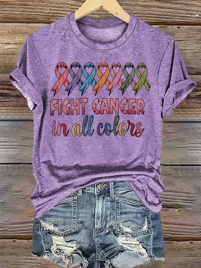 Women's  FIGHT CANCER in all colors  Print T-Shirt