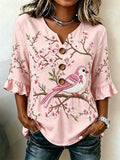 Women's Casual Breast Cancer Print Casual Shirt
