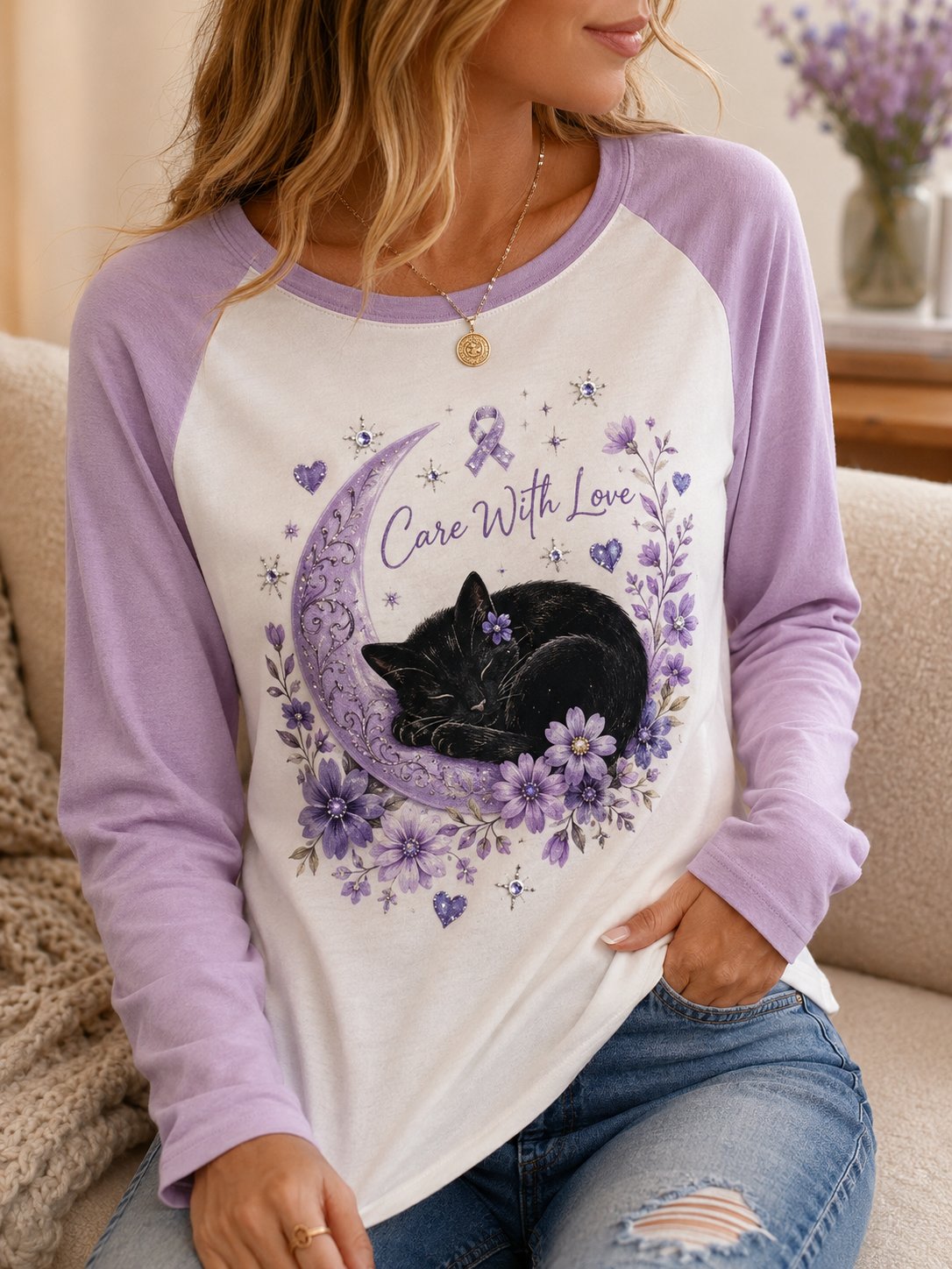 Women Alzheimer's Awareness Print Sweatshirt