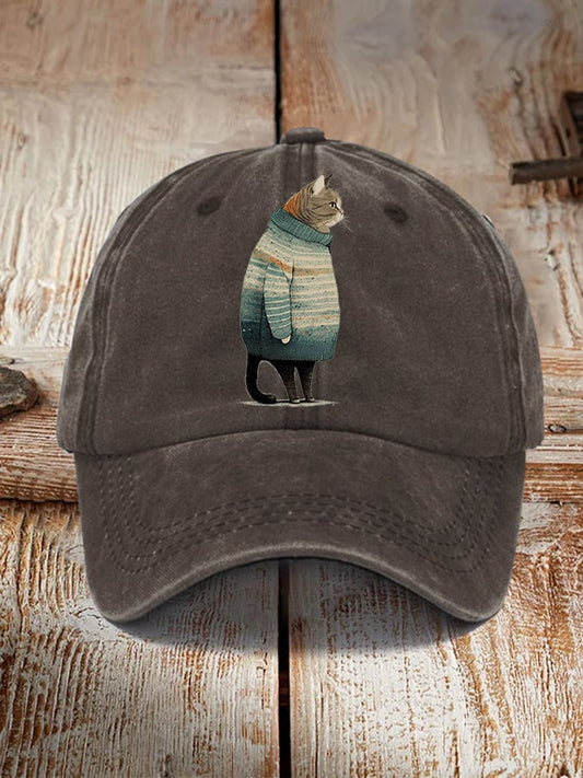 Winter Cat Print Hat