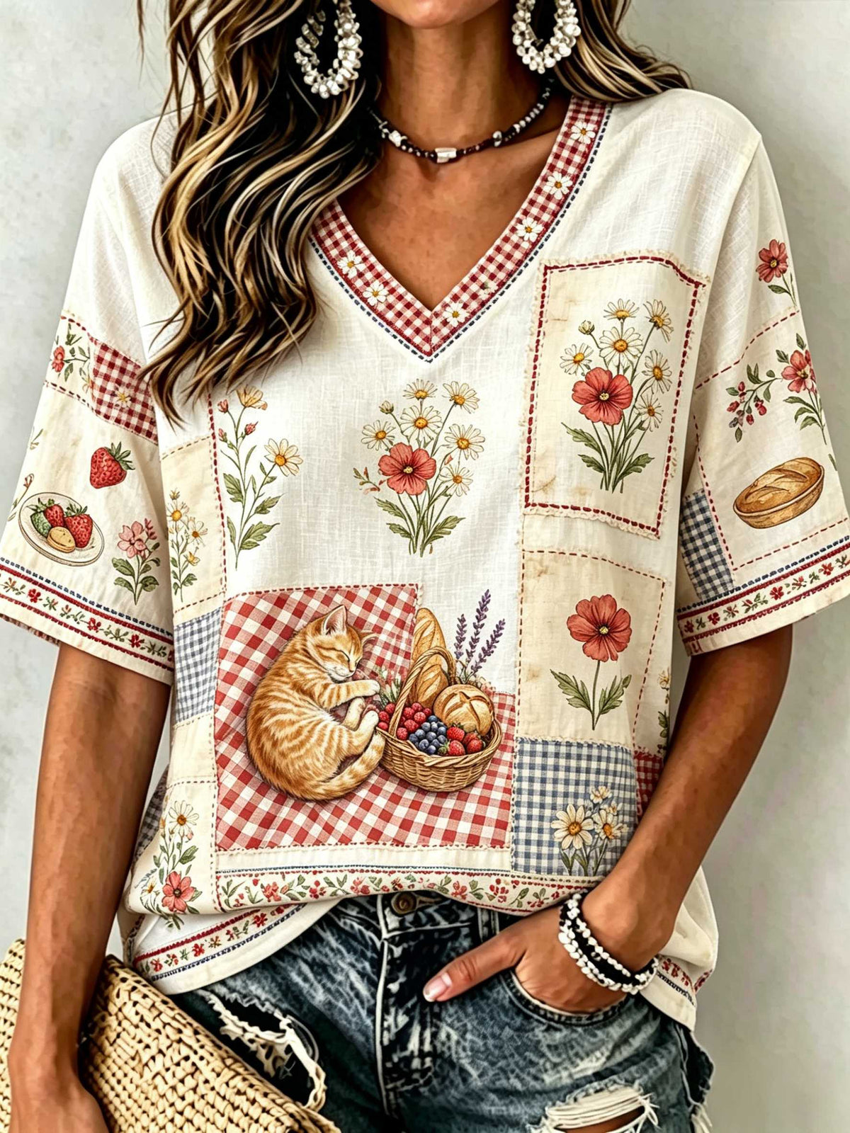 Women's Casual Afternoon Tea Animal Printed T-Shirt