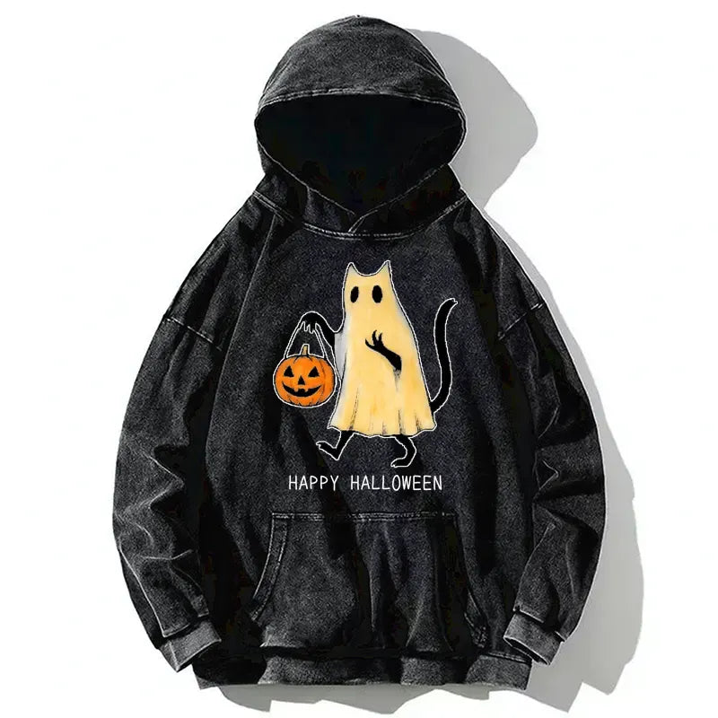 Halloween Cat Soul Washed Hoodie