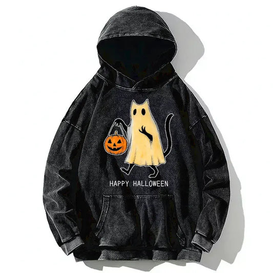 Halloween Cat Soul Washed Hoodie