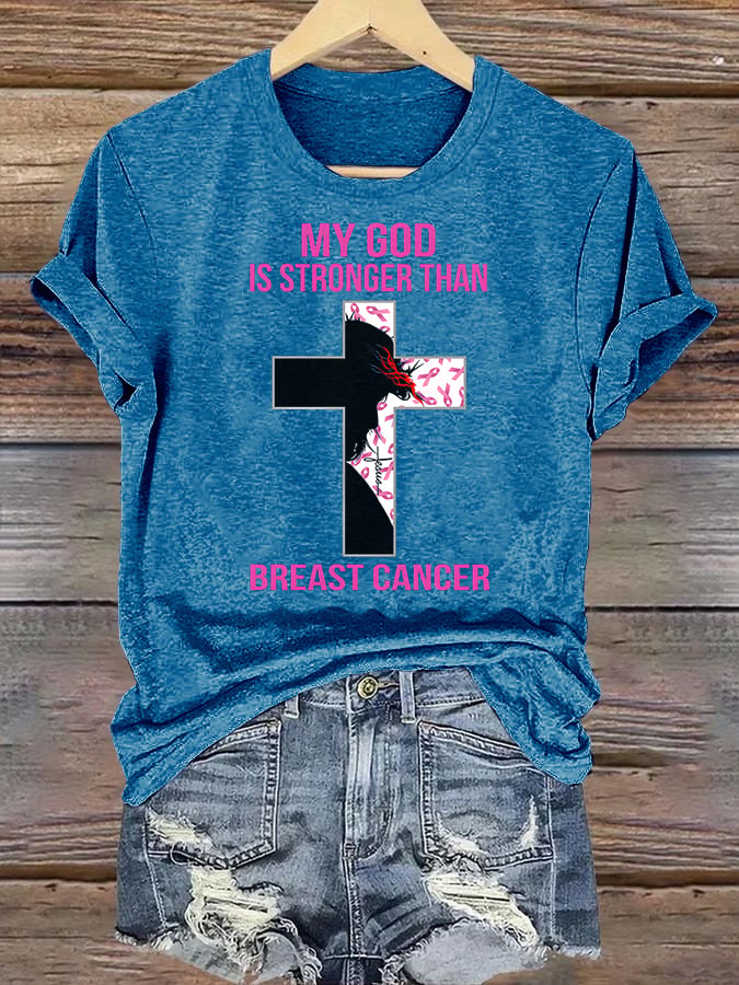 Women's  Faith & Strength: 'My God Is Stronger Than Breast Cancer' T-Shirt