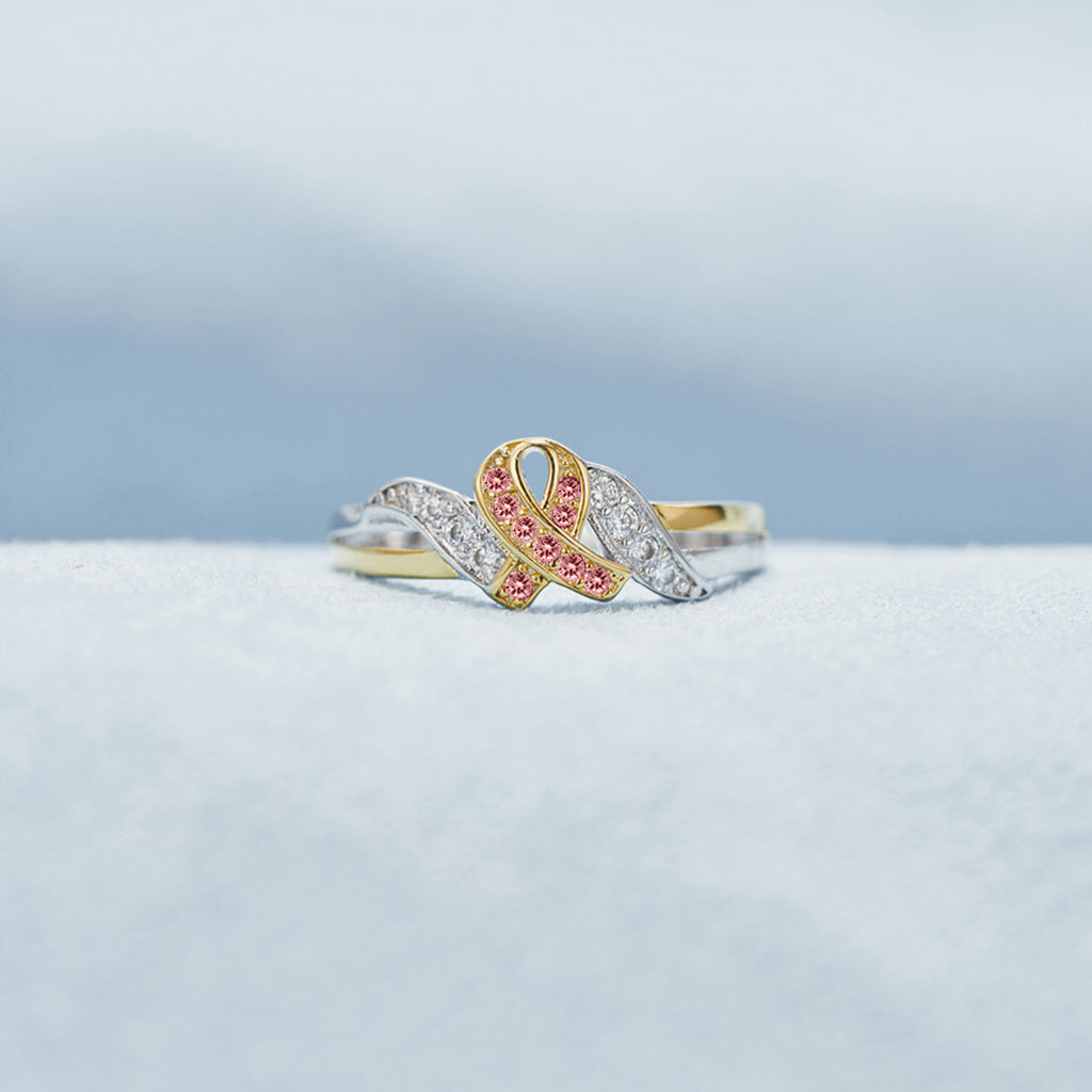 Pink ribbon ring to raise awareness of breast cancer