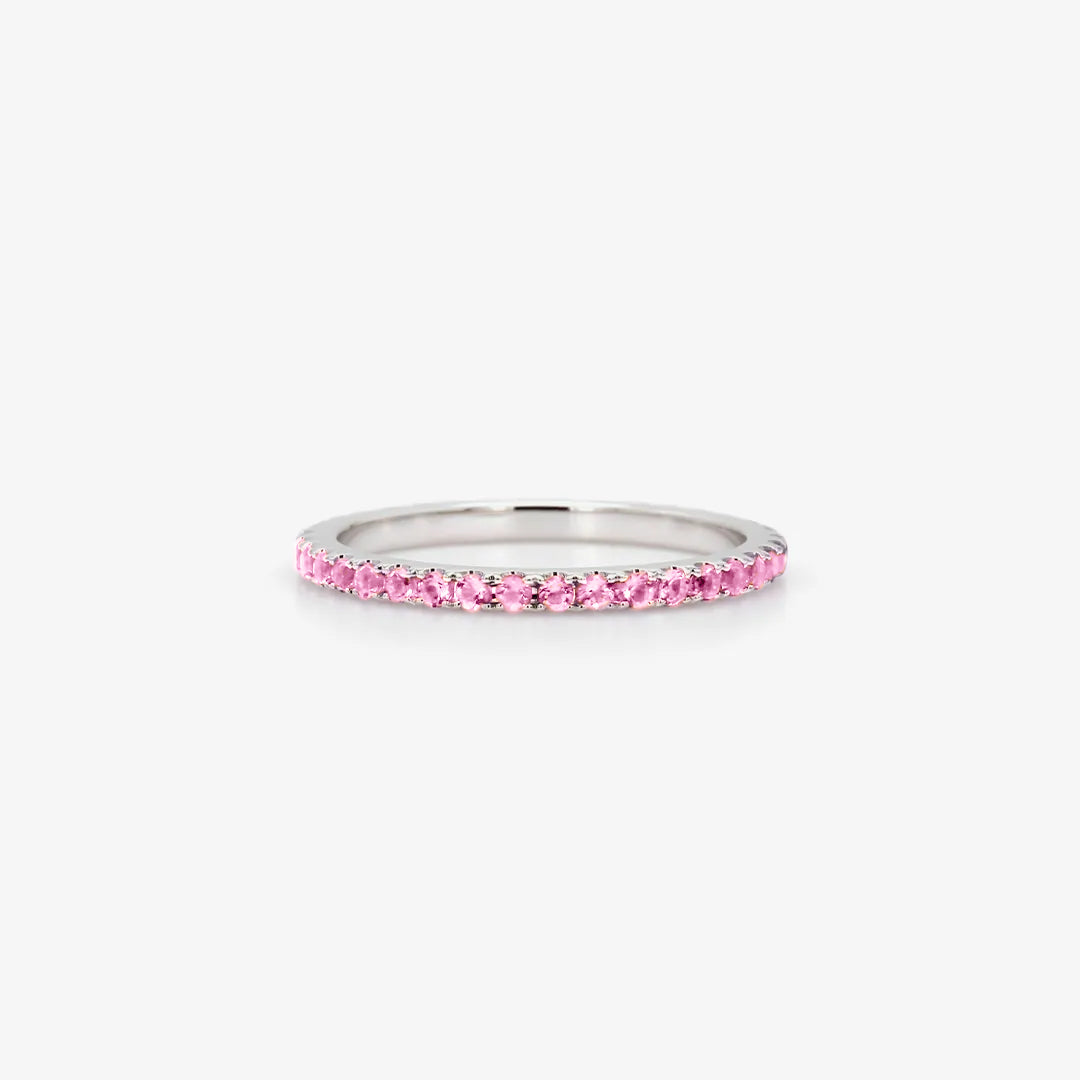 Breast Cancer Awareness Pink Half Eternity Ring