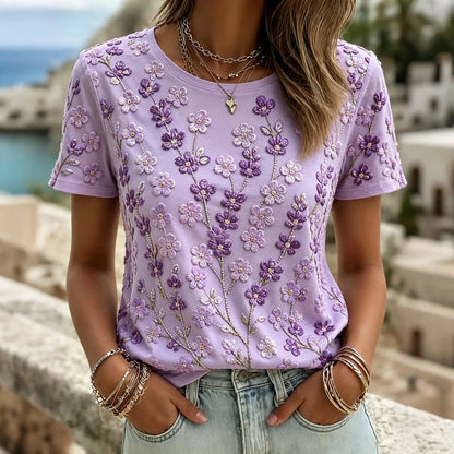 Women's Elegante Scottish Thistle Hot Drill Print Alzheimer's Awareness T-shirt