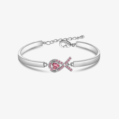 Breast Cancer Awareness-It is ok to not be ok Pink Heart Ribbon Bracelet