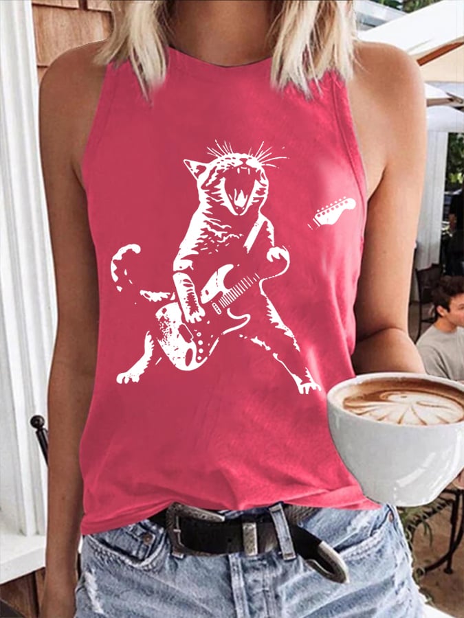 Women's Funny Rock Cat Vest