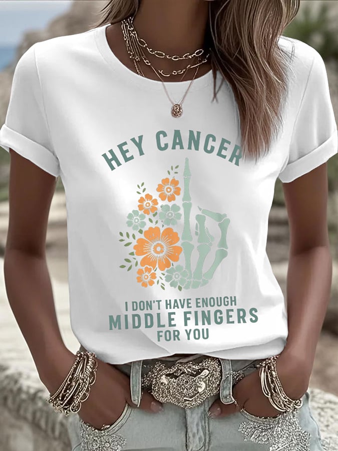 Women's Breast Cancer Awareness Printed Round Neck T-Shirt